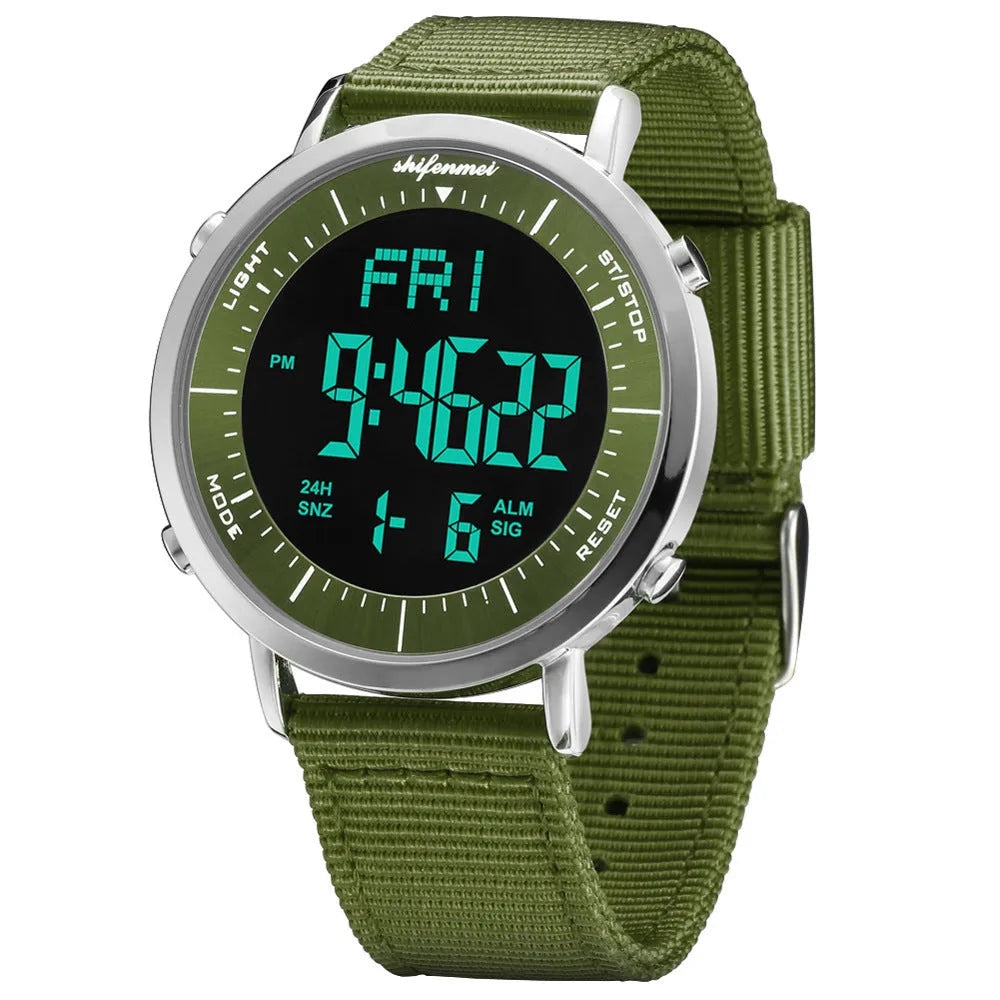 Shifenmei digital sports watch with 10m waterproof rating and casual style design