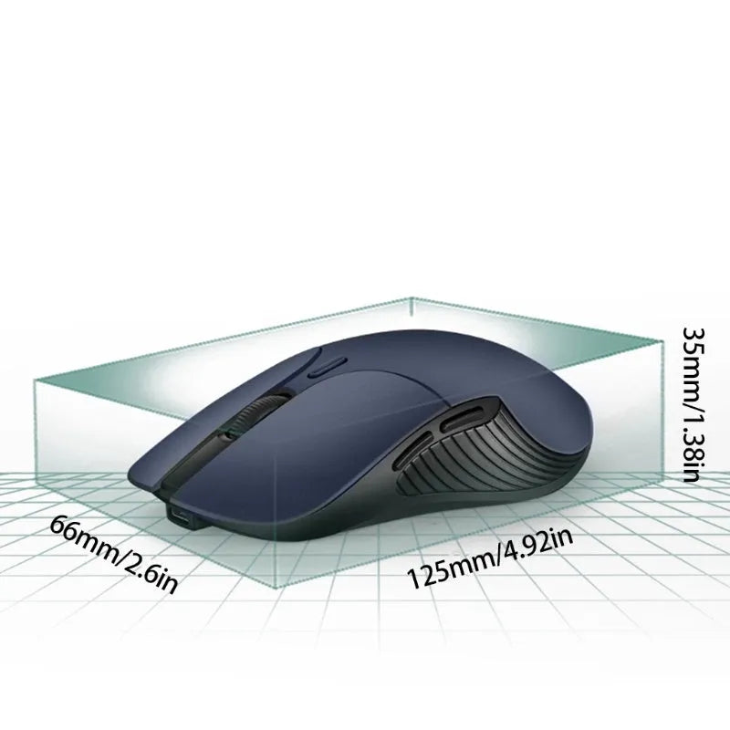 Blue smart voice mouse with wireless receiver and voice control buttons for translation