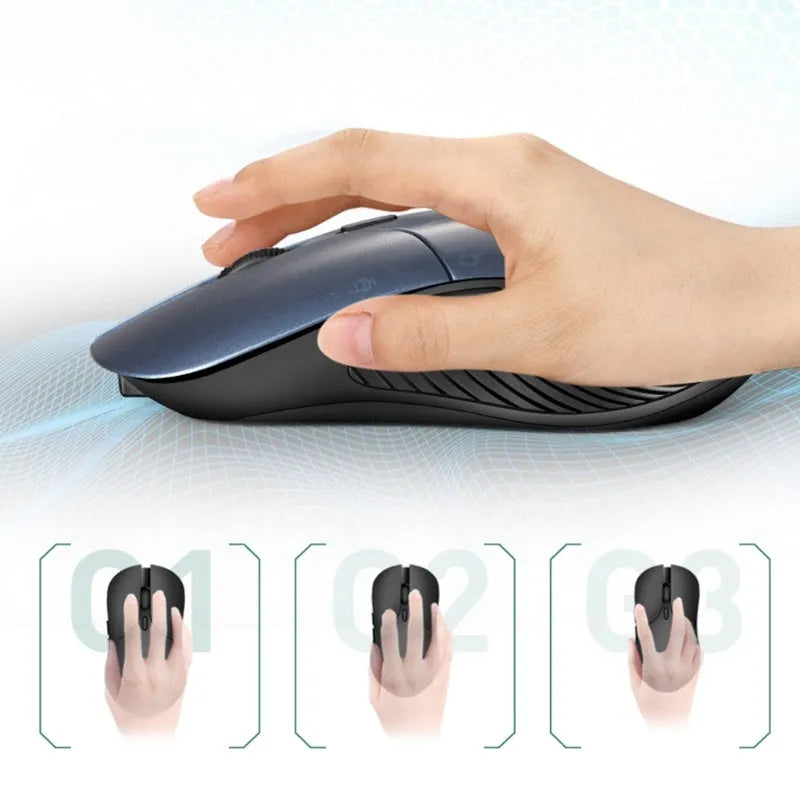 Blue smart voice mouse with wireless receiver and voice control buttons for translation