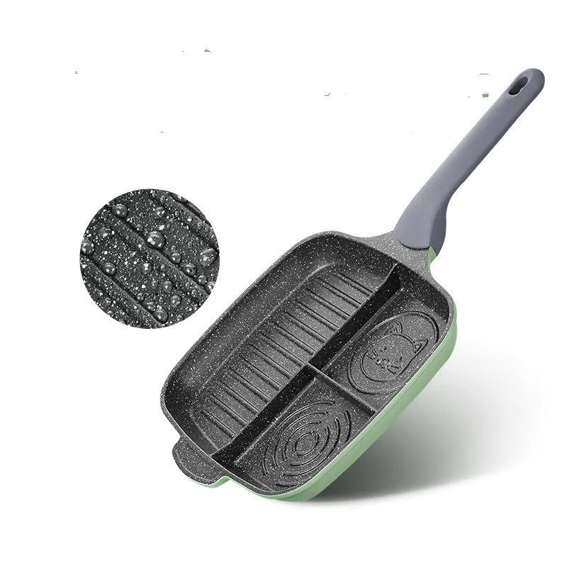 26cm non-stick breakfast frying pan with composite bottom in green, showing cooking surface and handle