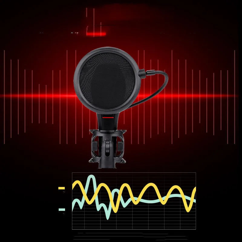 Black wired USB microphone for gaming and singing live broadcasts