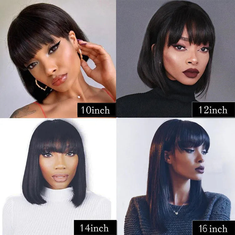Unice Hair 10 inch real human hair wig in black colour for black women