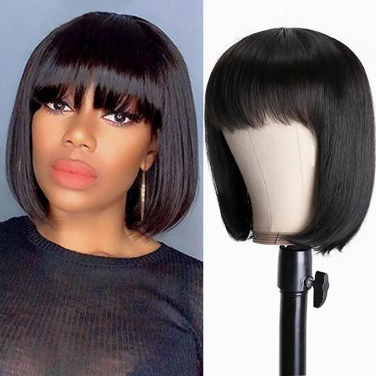 Unice Hair 10 inch real human hair wig in black colour for black women