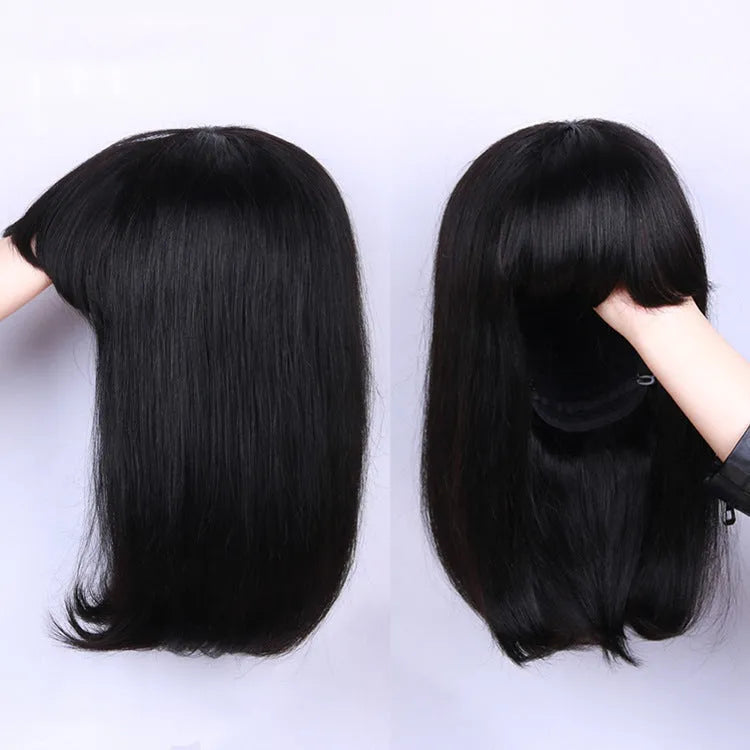 Unice Hair 10 inch real human hair wig in black colour for black women