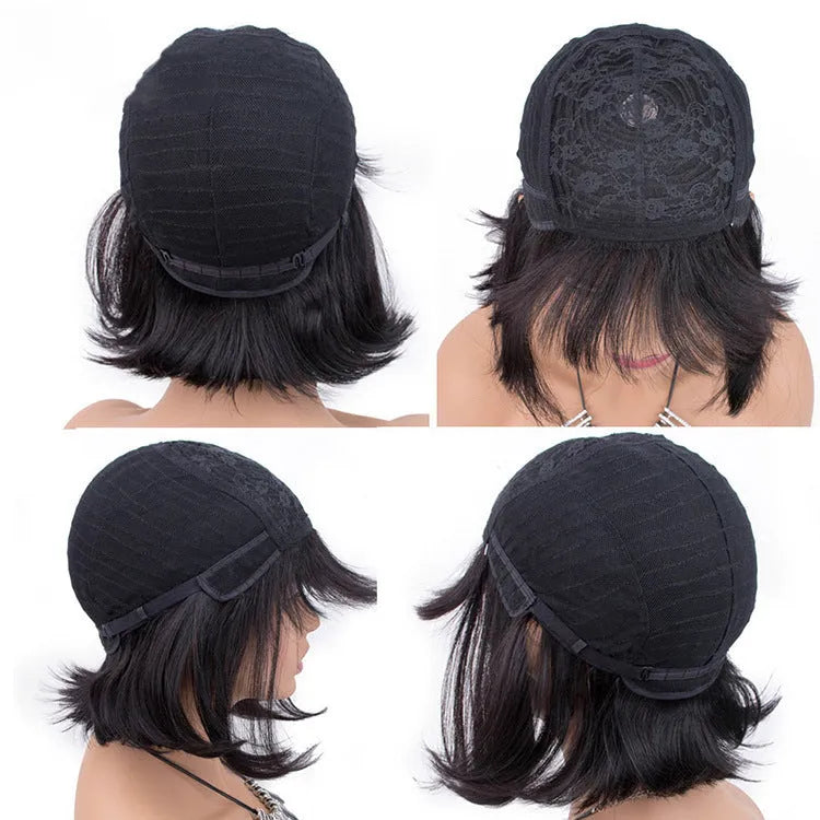 Unice Hair 10 inch real human hair wig in black colour for black women