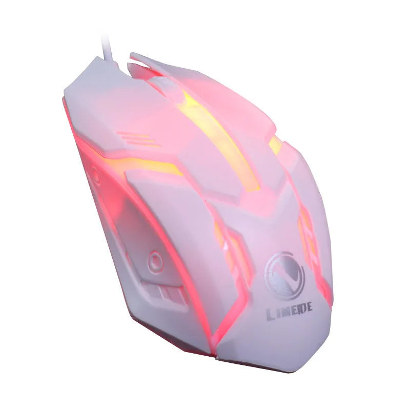Wired computer mouse with luminous glow effect, USB cable, black and white colour options