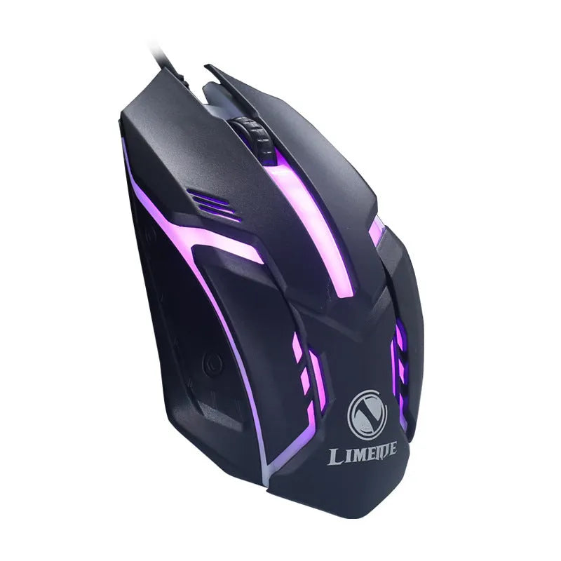 Wired computer mouse with luminous glow effect, USB cable, black and white colour options