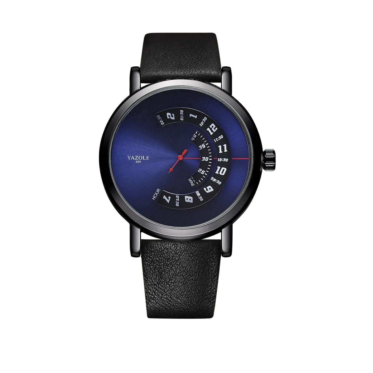 Men's waterproof quartz watch with mineral glass dial and metal case showing time display