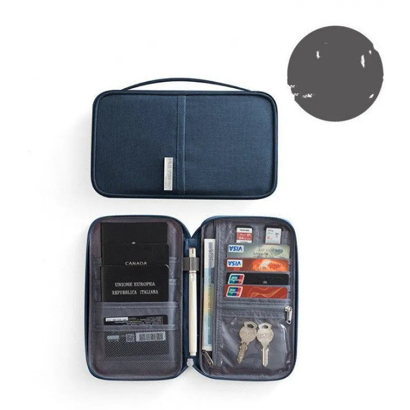 Waterproof travel passport cover in multiple colours showing RFID blocking and document organisation features