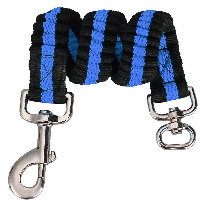 Reflective elastic nylon dog leash extension in black 2.5x37-45cm with scalable design