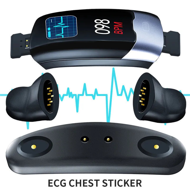 Smart fitness tracker wristband watch with heart rate monitoring and digital display