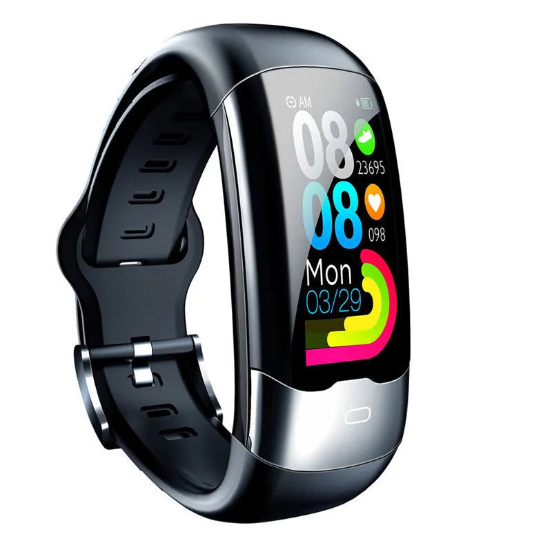 Smart fitness tracker wristband watch with heart rate monitoring and digital display