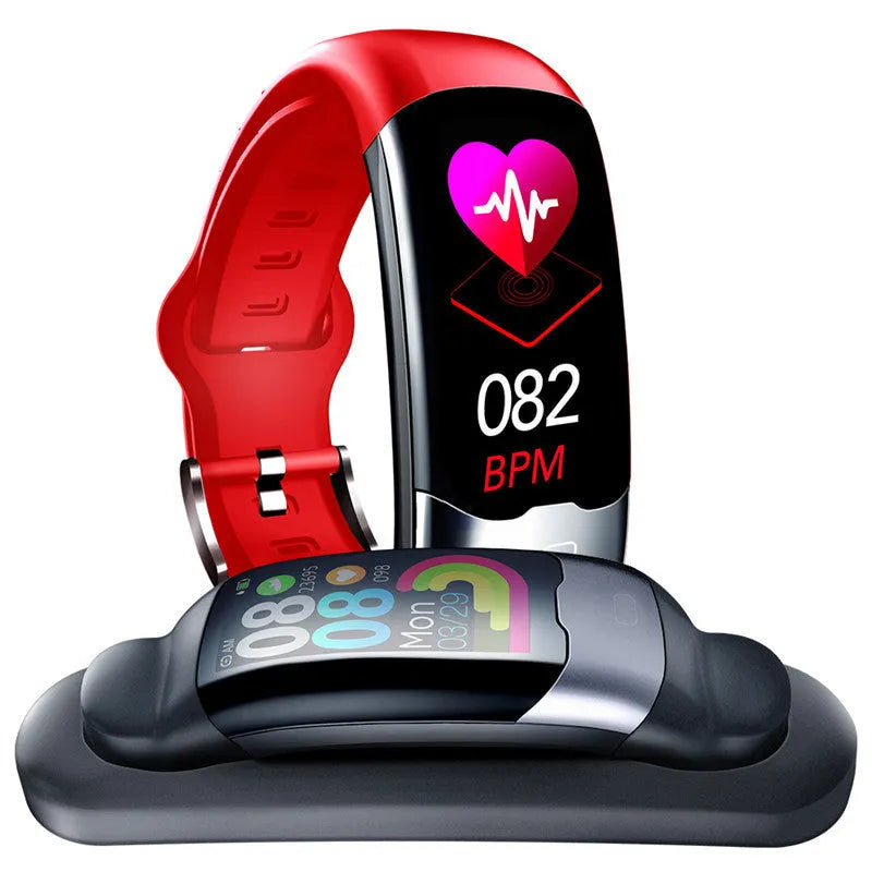 Smart fitness tracker wristband watch with heart rate monitoring and digital display