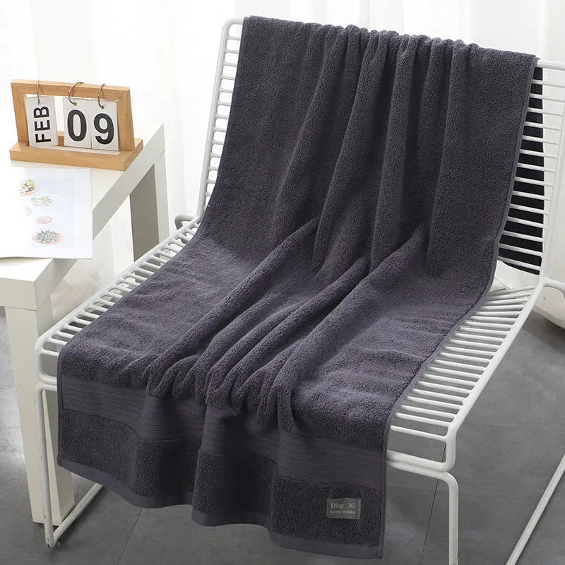 Pure cotton 500g bath towel in white, thickened and absorbent, 70x140cm, with custom logo option