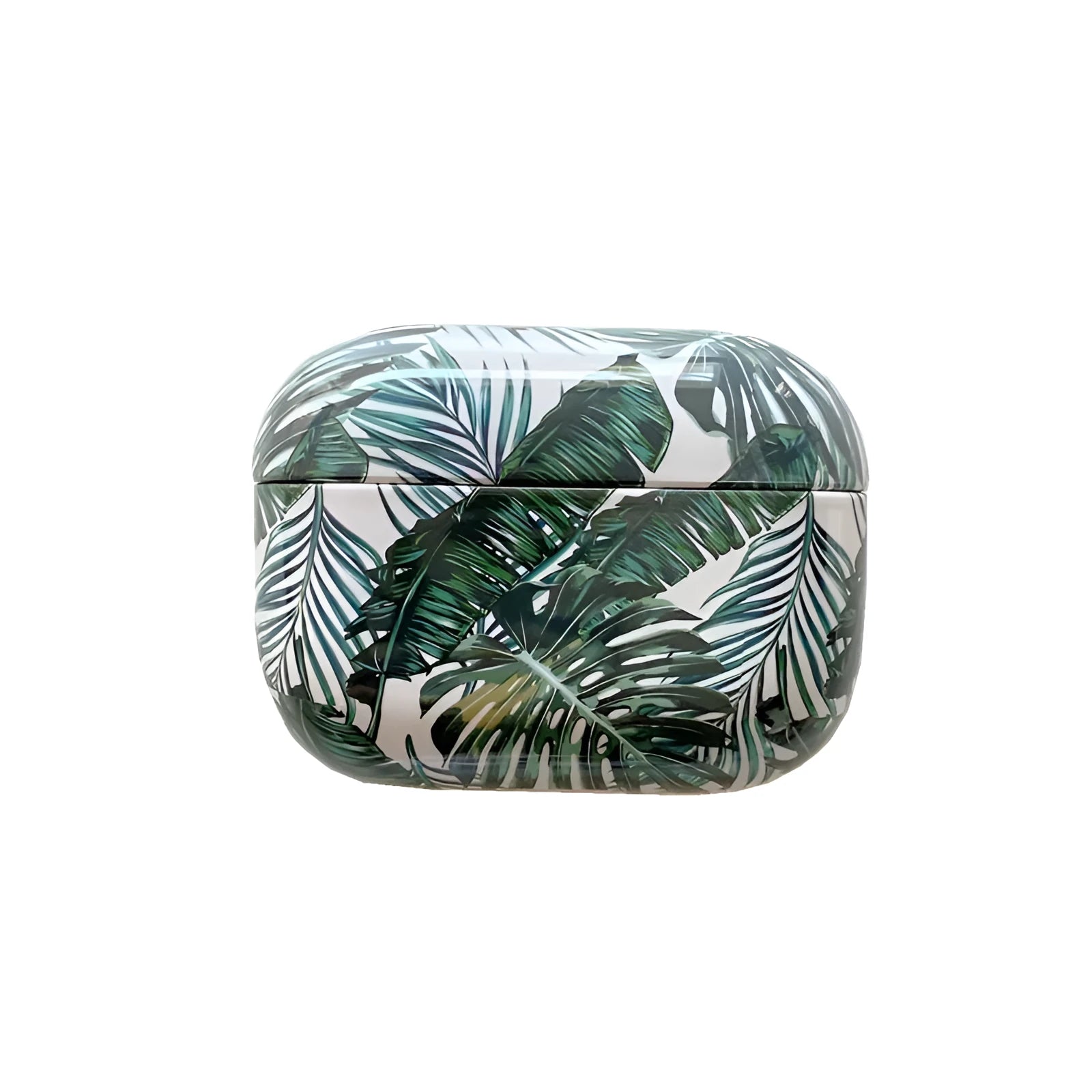 Blue and Green banana leaves pattern soft TPU protective case for Apple AirPods.