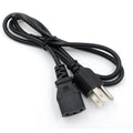 Black American Standard three-pin plug power cord with 1.2 metre PVC-sheathed cable