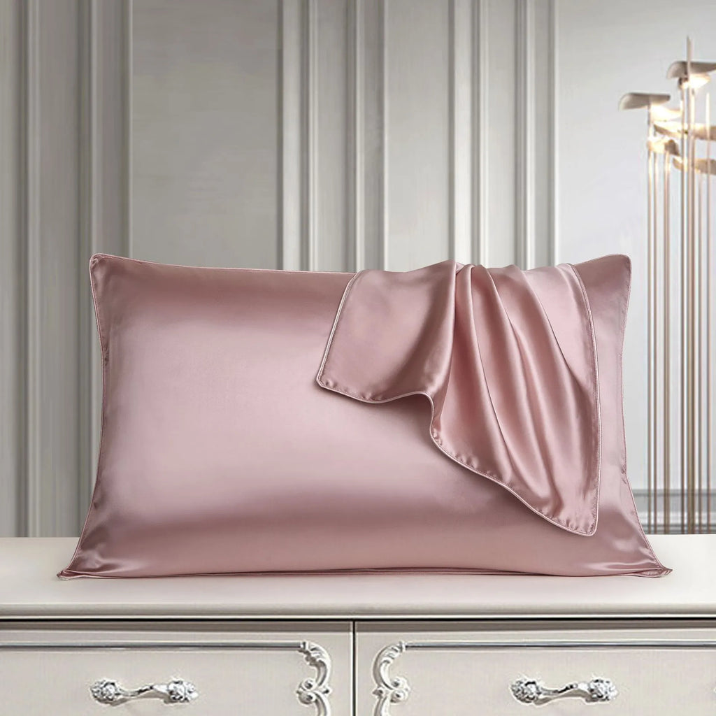 Mulberry silk pillowcase in light luxury style with inlaid rope craft, 48 by 74 cm single size