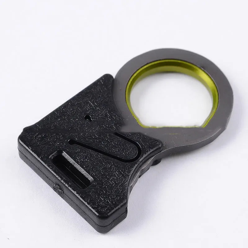 Black portable emergency gadget survival tool with 440 steel rope cutter, 4.3 x 2.4 cm