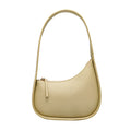 Genuine leather ladies shoulder bag in half moon shape with wide strap