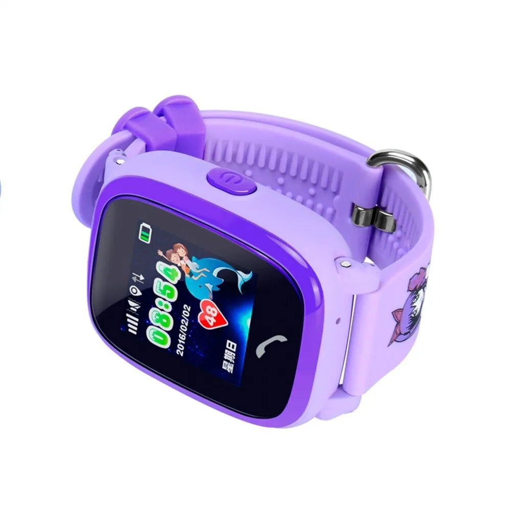 DF25 blue children's waterproof smartwatch with touch screen and silicone wristband for GPS tracking