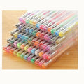 Set of 100 gel colour pens with watercolour and highlighter tips in plastic shells