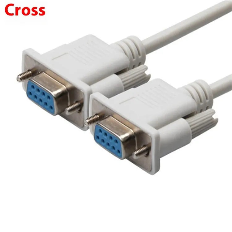 DB9 female to female RS232 serial cross cable 1.5 metres long with milky white insulation