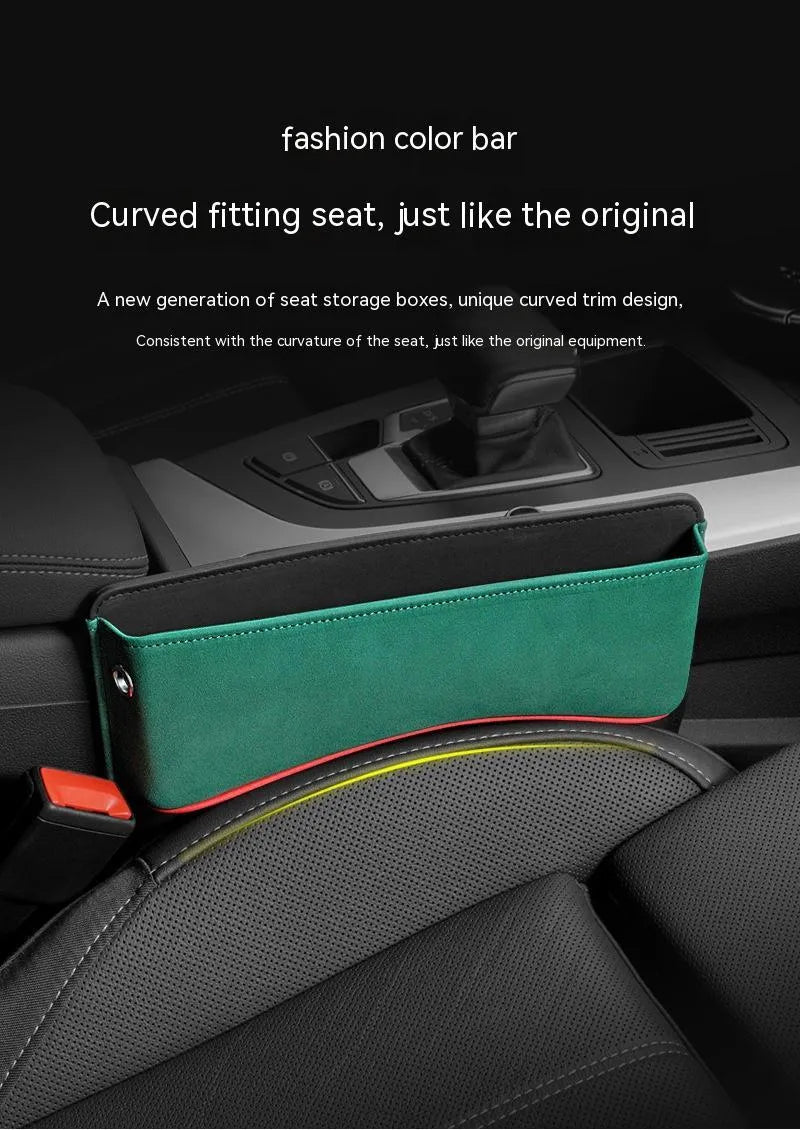 Leather car seat storage organiser box in a choice of five suede colours.