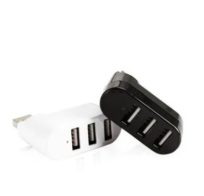 USB 2.0 hub splitter with four ports in black aluminium housing beside white version