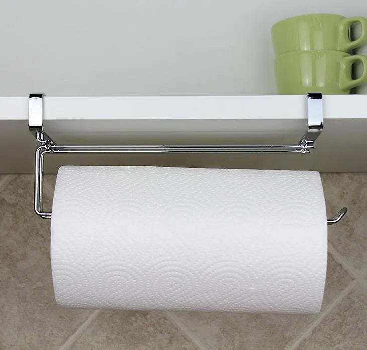 Silver stainless steel cabinet door back-hanging paper towel rack