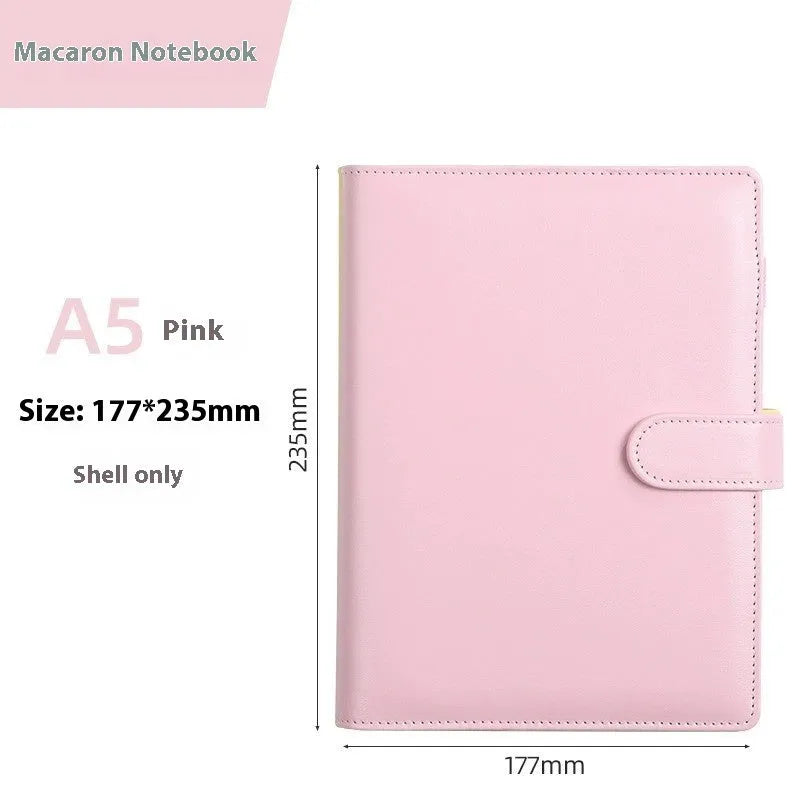 A5 PU leather notebook shell with zipper closure in a solid colour, shown closed.