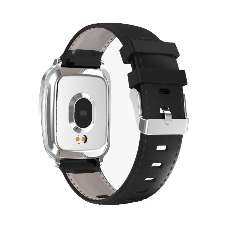 M8 smart bracelet showing zinc alloy body with tempered glass screen and TPU wrist strap