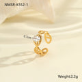 Geometric open mouth zircon fashion ring in stainless steel, showing adjustable design.
