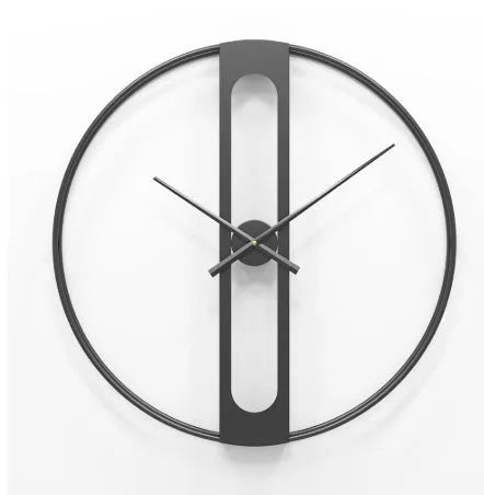Round metal wall clock measuring 50cm in diameter available in black or gold colour