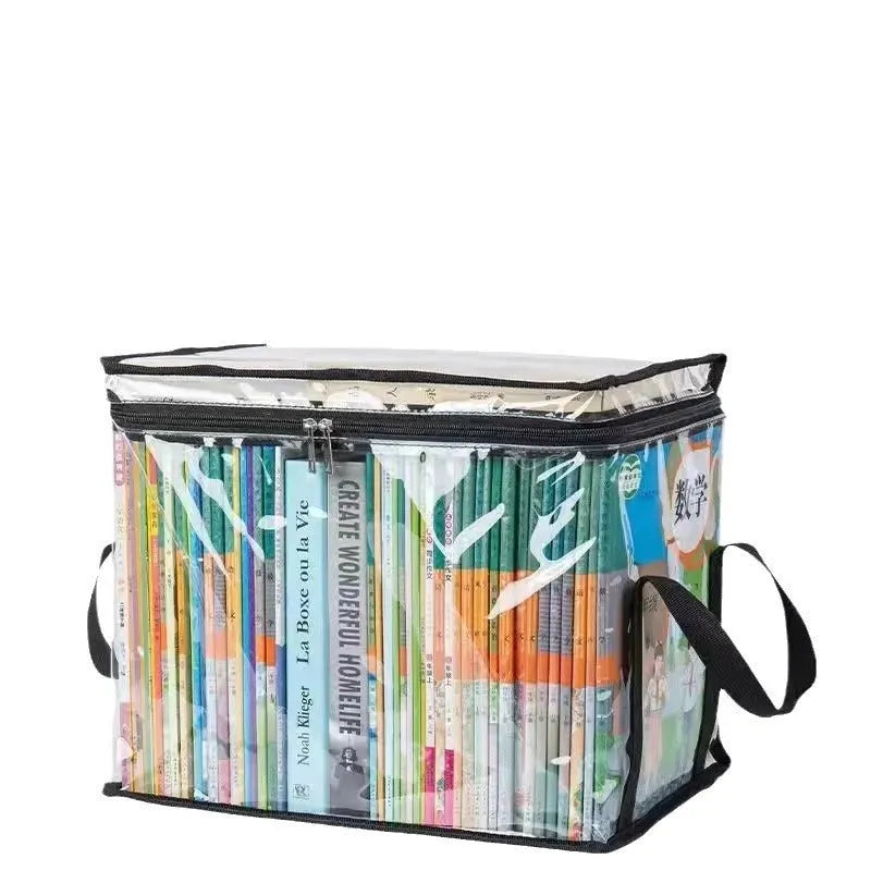 Large white foldable PVC buggy bag with transparent panel and sealing zip.