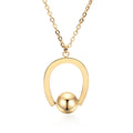Stainless steel bead chain necklace with geometric pendant on cross chain