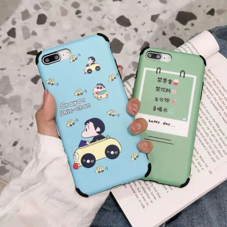 Cartoon frosted TPU phone case for iPhone, solid colour back cover, compatible with Apple iPhone models