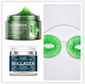 Green cucumber facial scrub jar for skin brightening and gentle exfoliation
