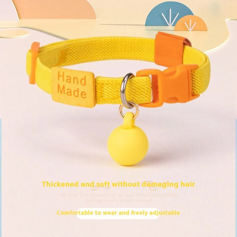 Solid colour elastic polyester dog collar for small dogs, shown in seven colour options.