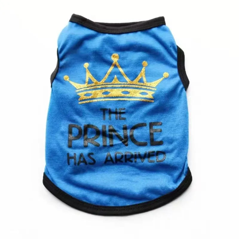 Cotton puppy vest for dogs in a casual style, shown in one of six available colours including blue and pink options.