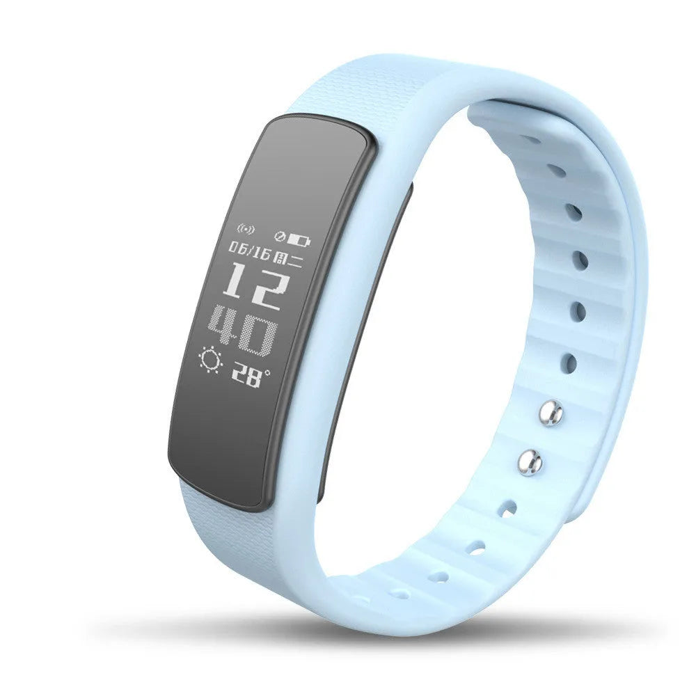 I6 smart sports bracelet with 0.96-inch screen shown in black colour on wrist