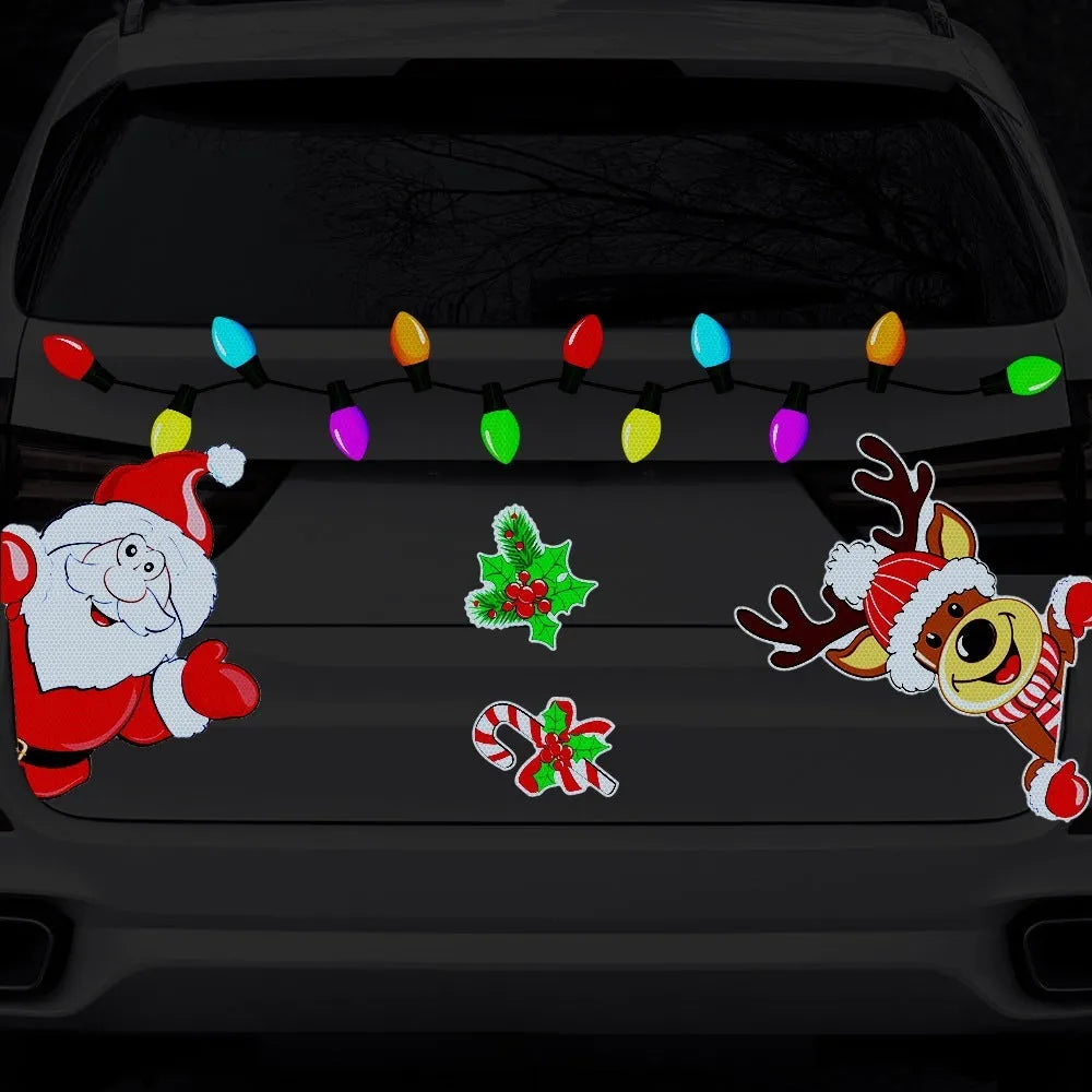 Medium Christmas elk reflective magnetic sticker in RFM026 colour on a window