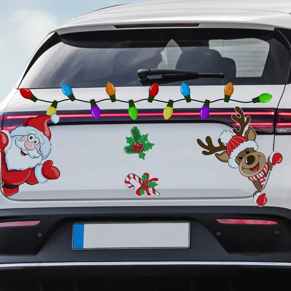 Medium Christmas elk reflective magnetic sticker in RFM026 colour on a window