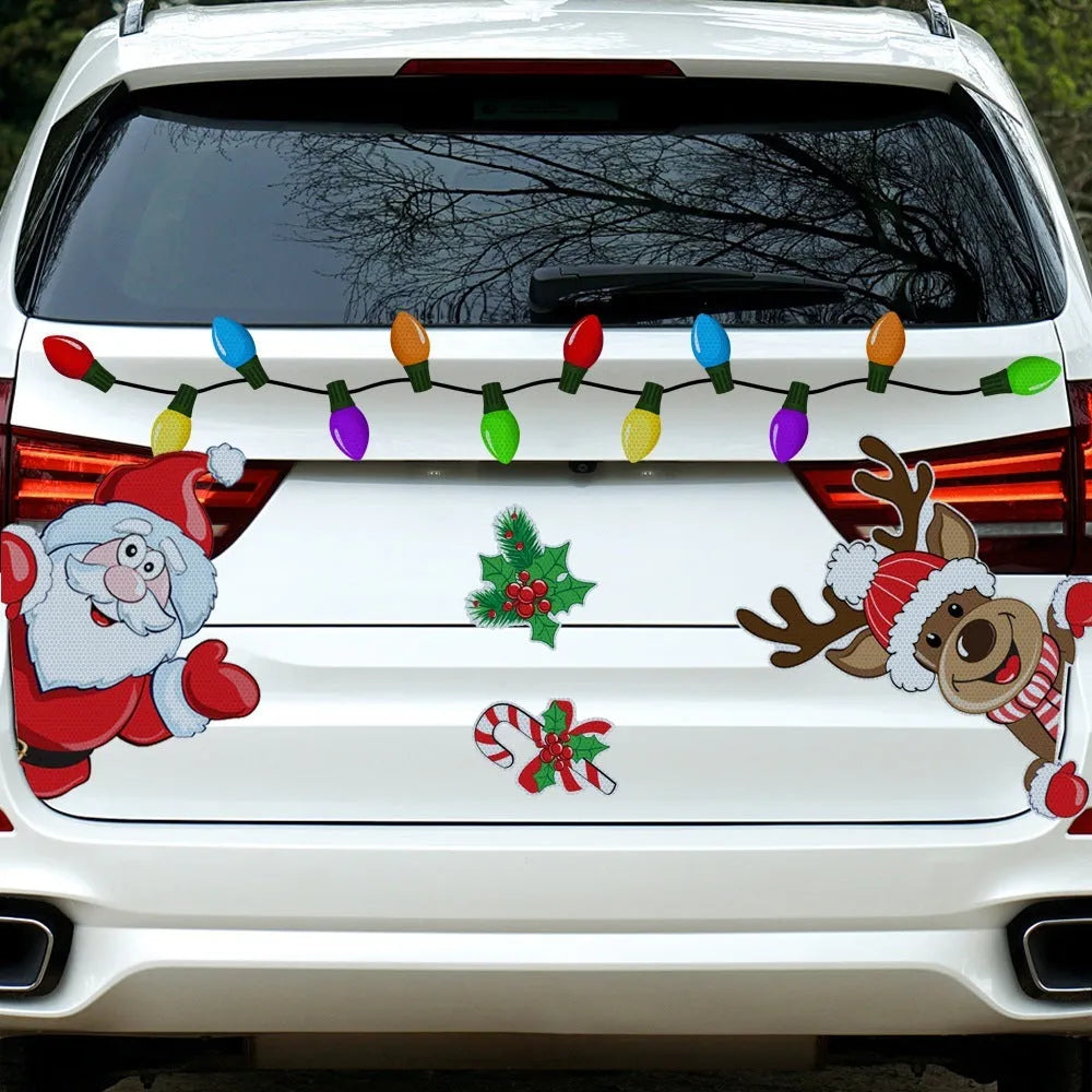 Medium Christmas elk reflective magnetic sticker in RFM026 colour on a window
