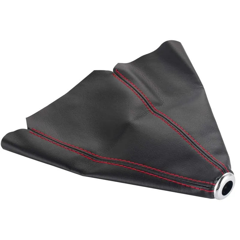 General Motors car gear stick cover in PU leather, shown in black, red, and blue colour options.