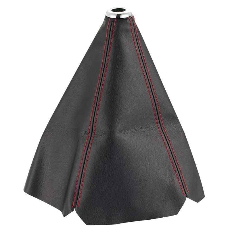 General Motors car gear stick cover in PU leather, shown in black, red, and blue colour options.