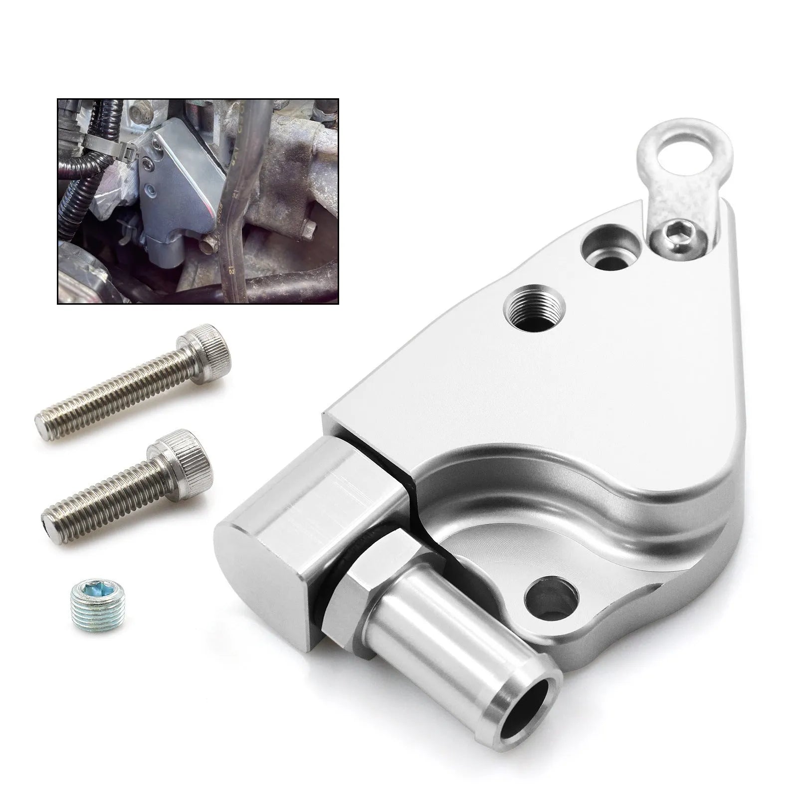 Aluminium K Series coolant adapter for K20 K24 intake manifold with 145x105x35mm dimensions