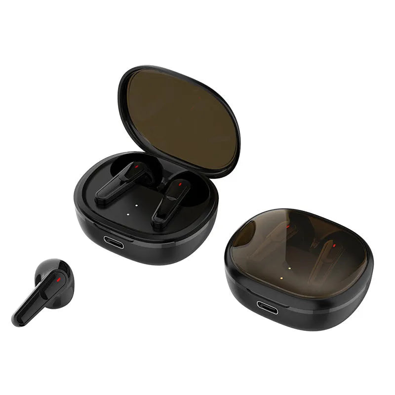 Black PRO30 in-ear Bluetooth noise cancelling headphones with charging case