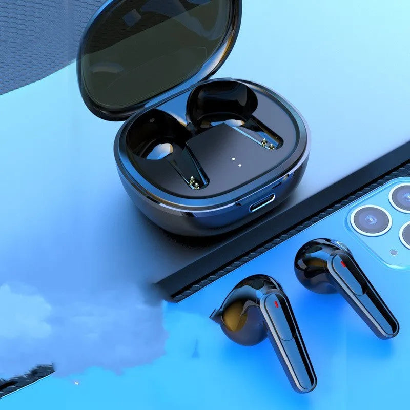 Black PRO30 in-ear Bluetooth noise cancelling headphones with charging case
