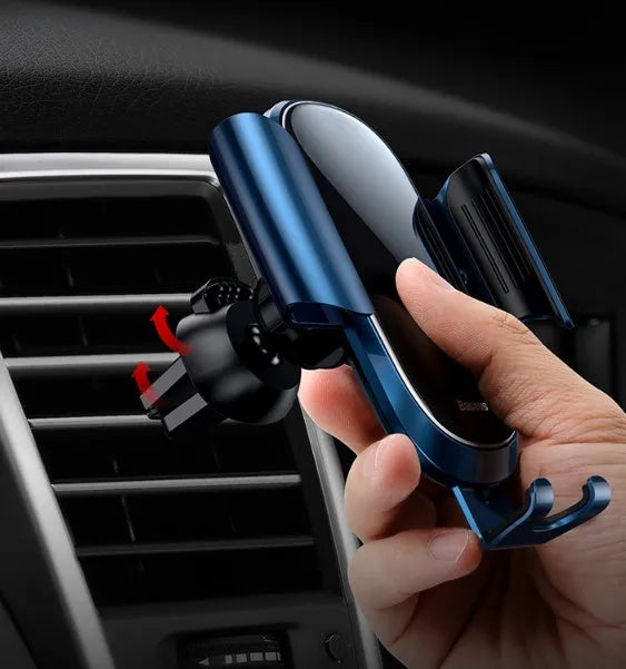 A universal smart car bracket for dashboard mounting, shown in black, blue, and silvery colour options.