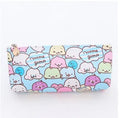 Creative Corner triangle PU leather stationery bag with cartoon creature design in blue and white colour